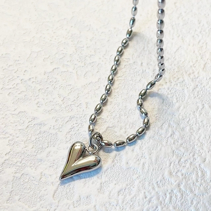 Hearts Of Love Beaded Necklace Stainless Steel 18K Gold Plated