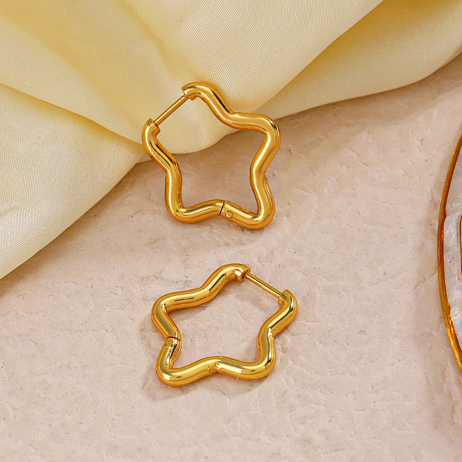 1 Pair Star Stainless Steel 18K Gold Plated Earrings