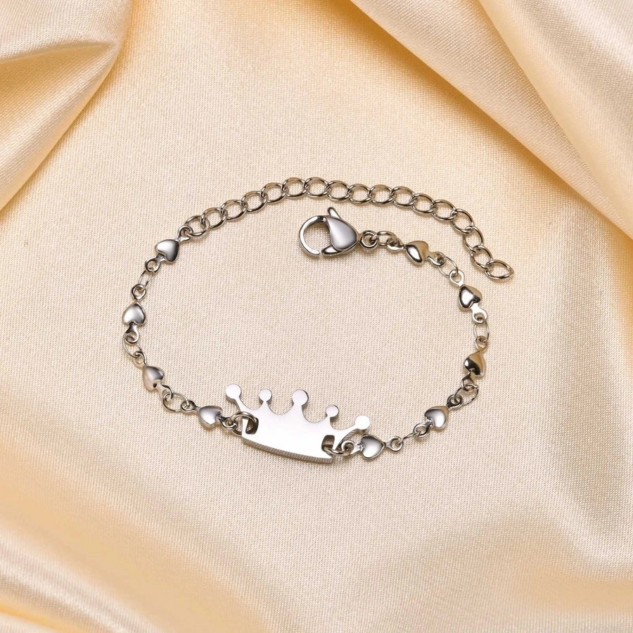 Crown Kids/Baby Stainless Steel 18k Gold Plated Bracelet