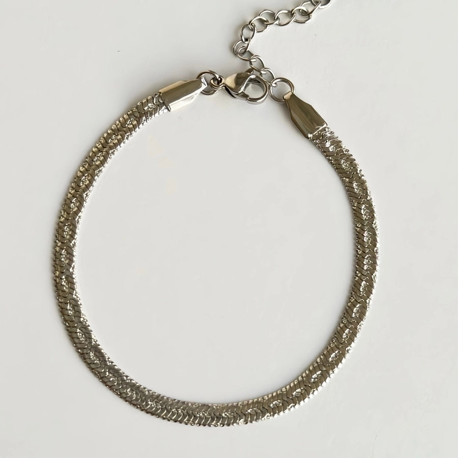 Classy Herringbone Style Stainless Steel 18K Gold Plated Bracelets