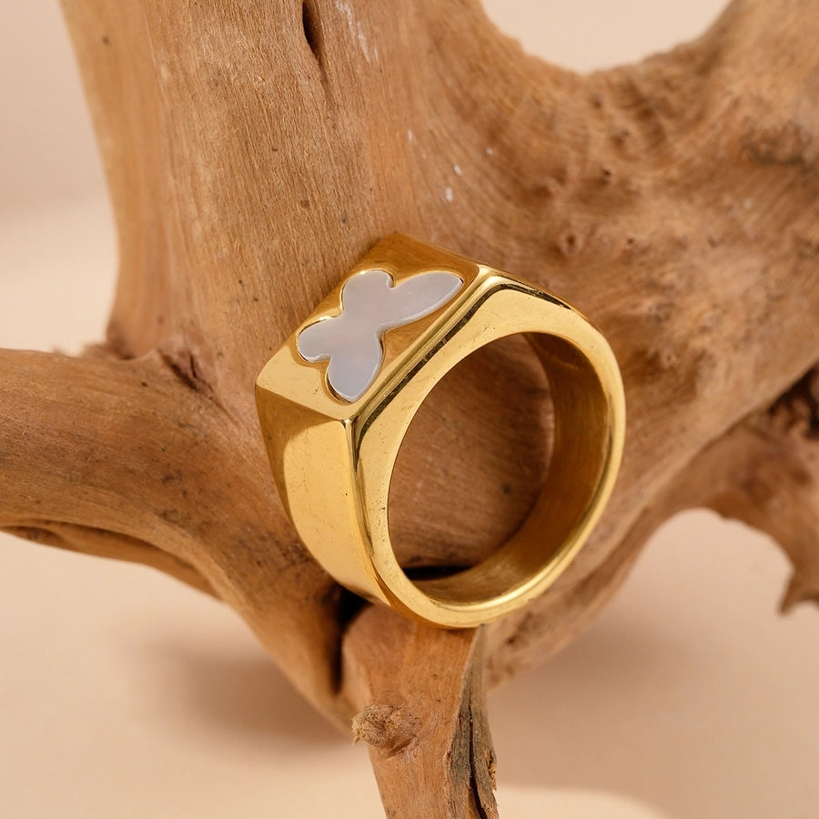 Modern-Day Babe Stainless-Steel 14K Gold Plated Rings