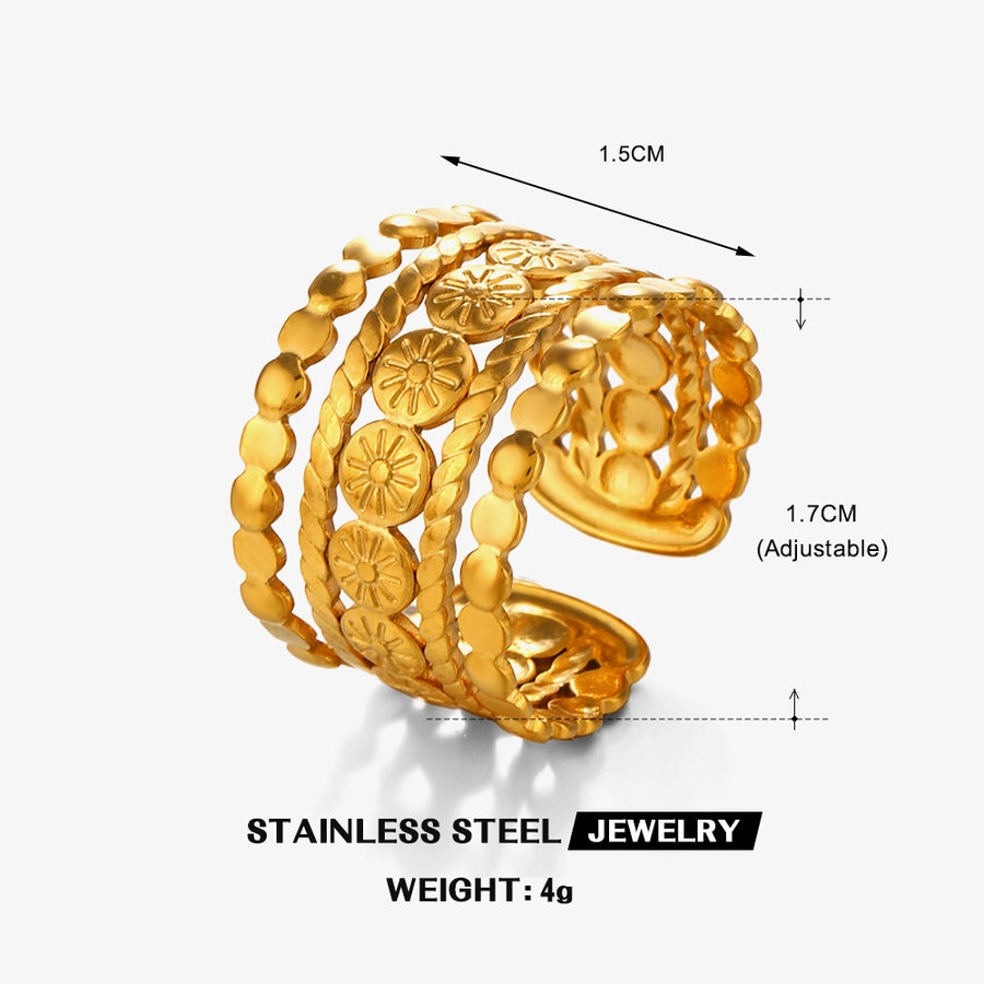 Cuff Stainless Steel 18K Gold Plated Ring