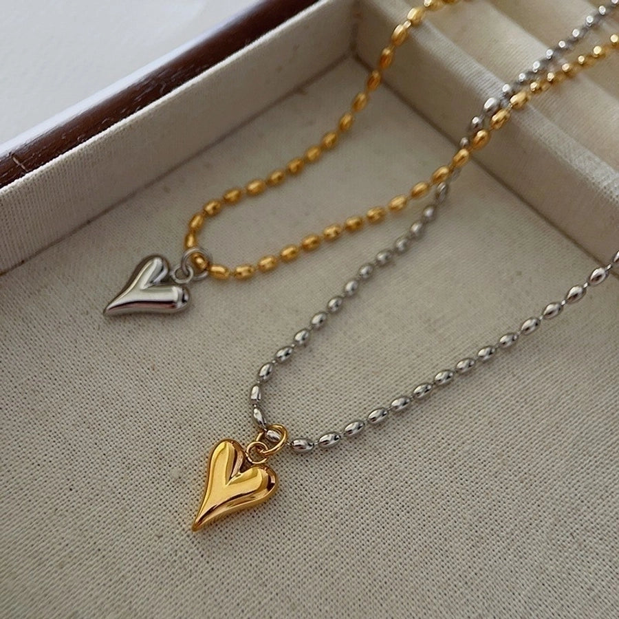 Hearts Of Love Beaded Necklace Stainless Steel 18K Gold Plated