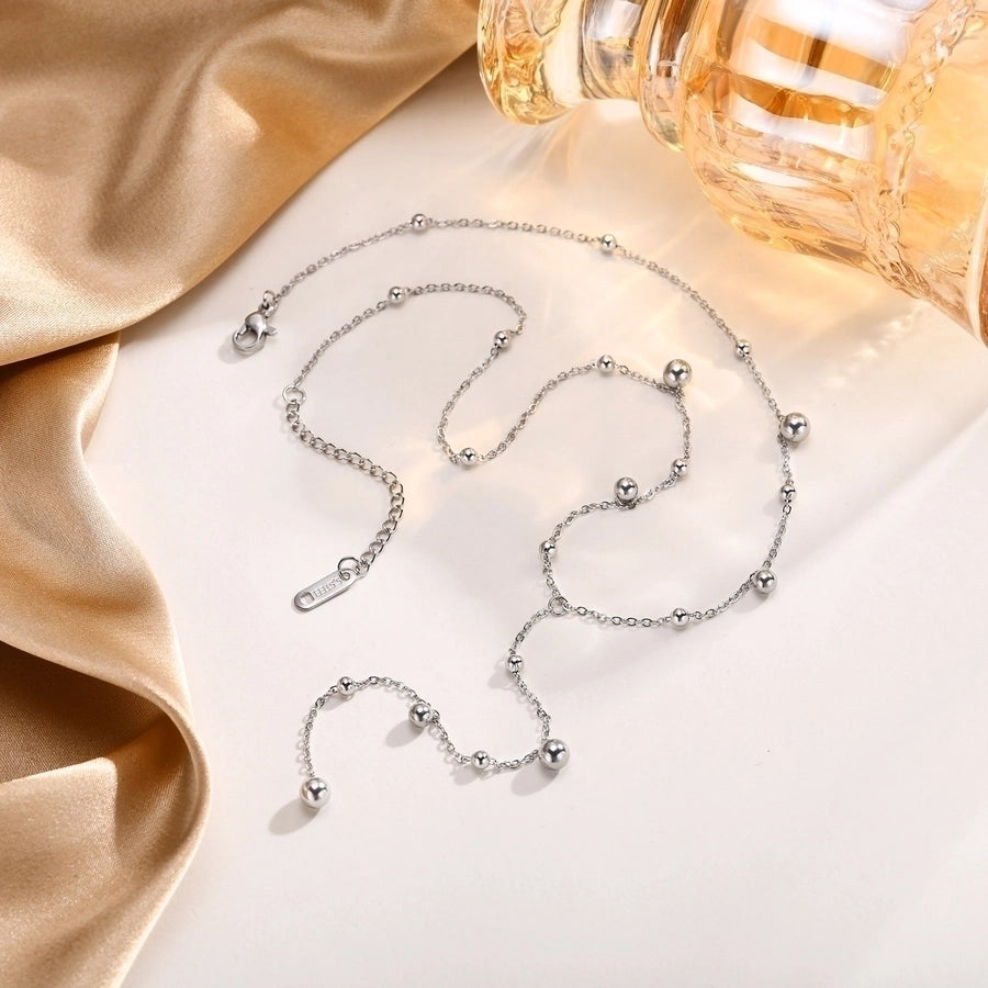 Stainless Steel Drop Ball Tassel Necklace