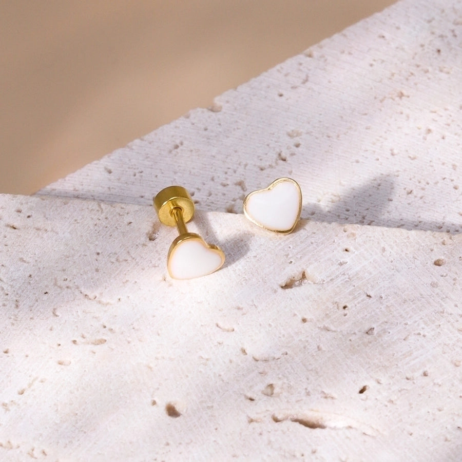 Heart Stainless Steel 18K Gold Plated Studs