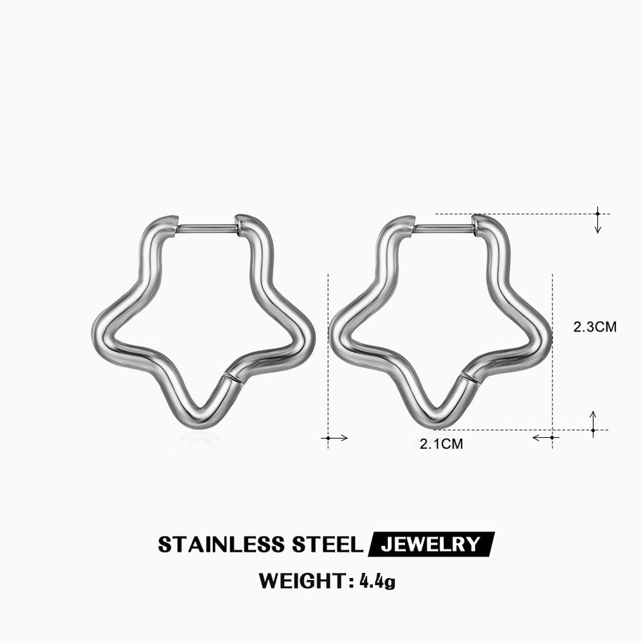 1 Pair Star Stainless Steel 18K Gold Plated Earrings