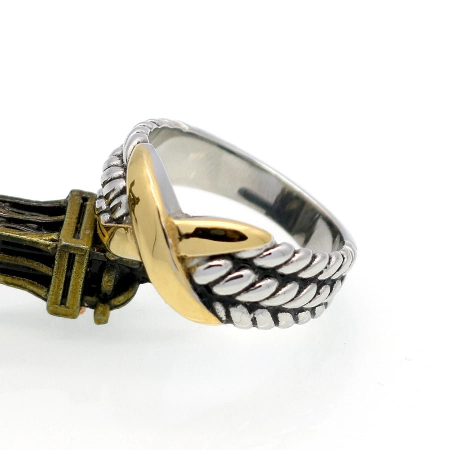 Criss Cross Rope Ring Stainless Steel 18K Gold Plated