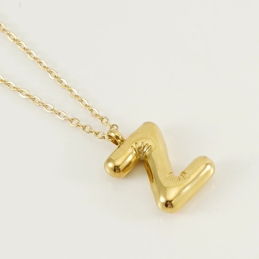 Level Up Letter Necklace Stainless Steel Titanium Steel 18K Gold Plated