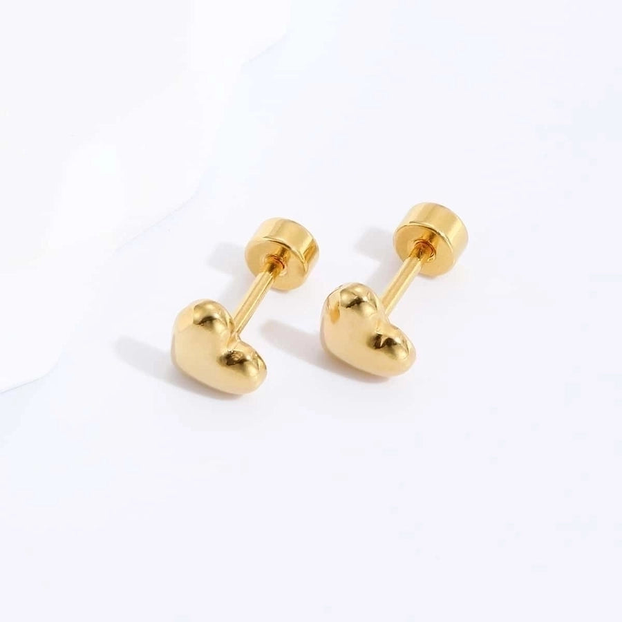 Heart Stainless Steel 18K Gold Plated Studs