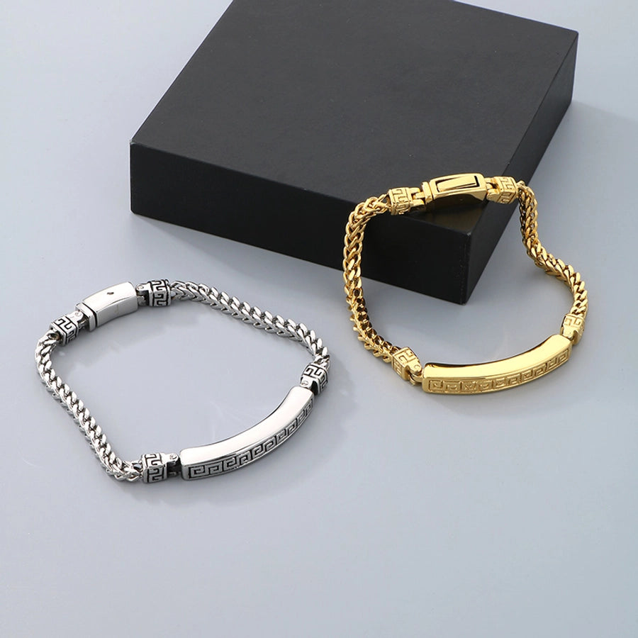 Clean Cut Stainless Steel 18K Gold Plated Men's Bracelet