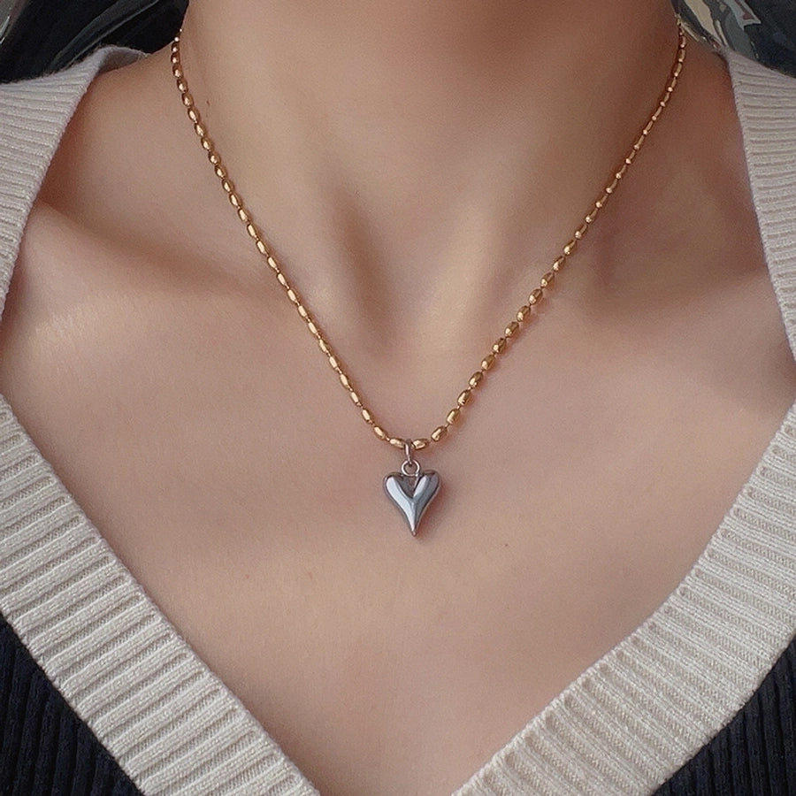 Hearts Of Love Beaded Necklace Stainless Steel 18K Gold Plated