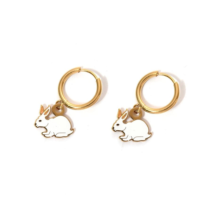 Girls Animal Drop Earrings Stainless Steel 14K Gold Plated