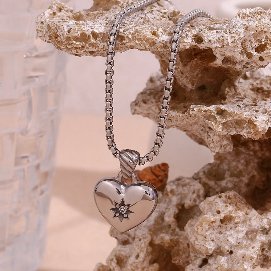 Love Me Beyond Heart Stainless Steel Zircon 18K Gold Plated Necklace