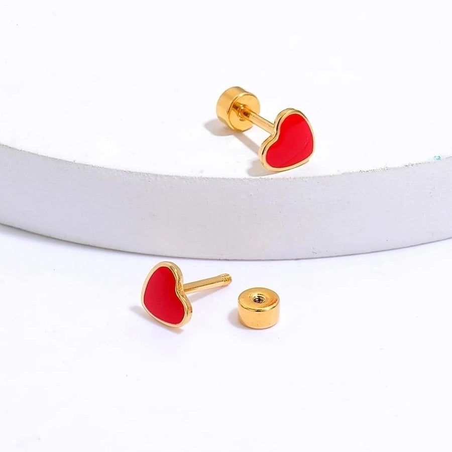 Heart Stainless Steel 18K Gold Plated Studs