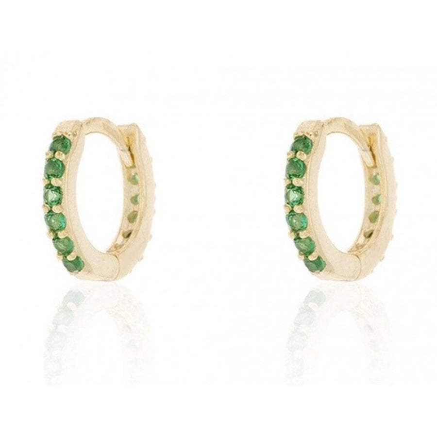 1 pair Round Snug Colorful Earrings Gold Plated Copper