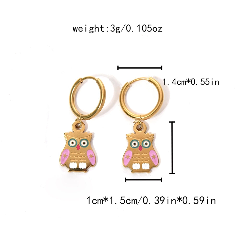 Girls Animal Drop Earrings Stainless Steel 14K Gold Plated