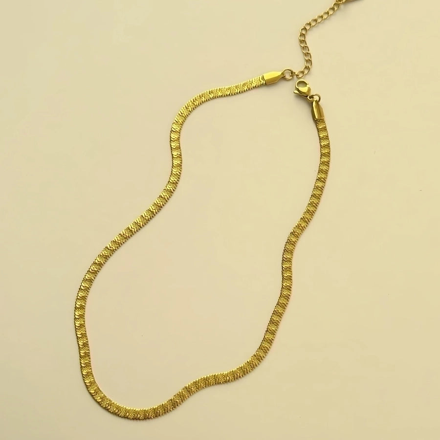 Brush of Goodness Stainless Steel 18K Gold Plated Necklace, Bracelet