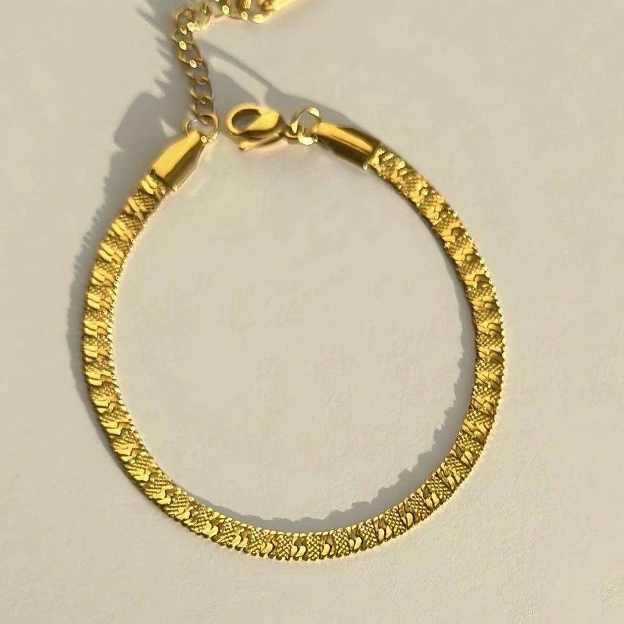Brush of Goodness Stainless Steel 18K Gold Plated Necklace, Bracelet