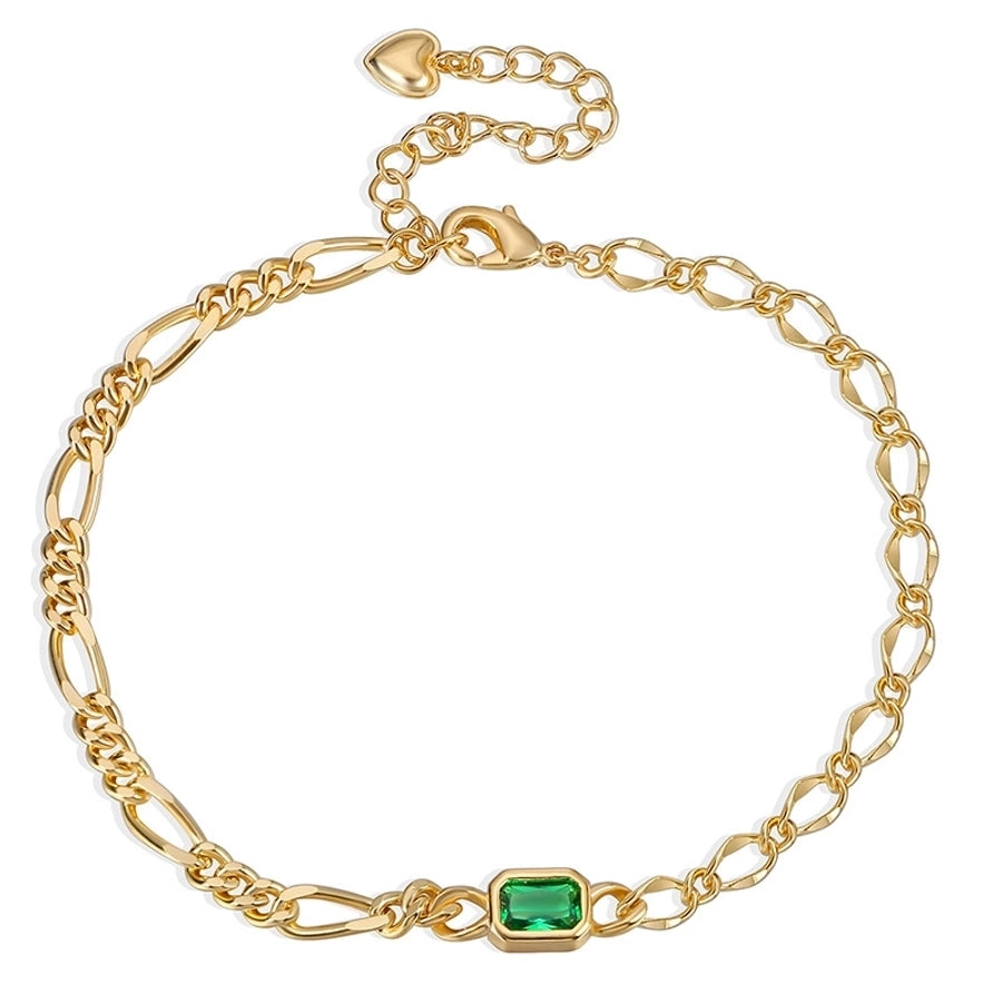 Green Color Zircon 18K Gold Plated Anklet