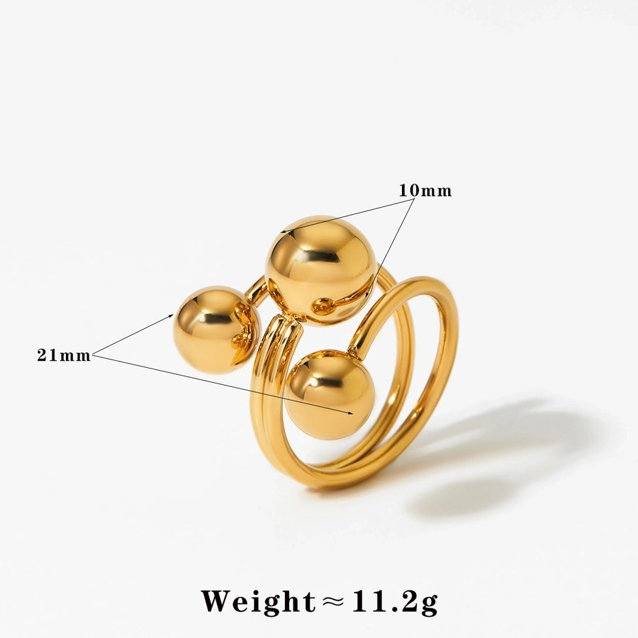 Ball Wrap Adjustable Ring Stainless Steel 16K Gold Plated, White Gold-Plated