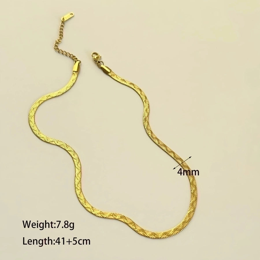 Brush of Goodness Stainless Steel 18K Gold Plated Necklace, Bracelet