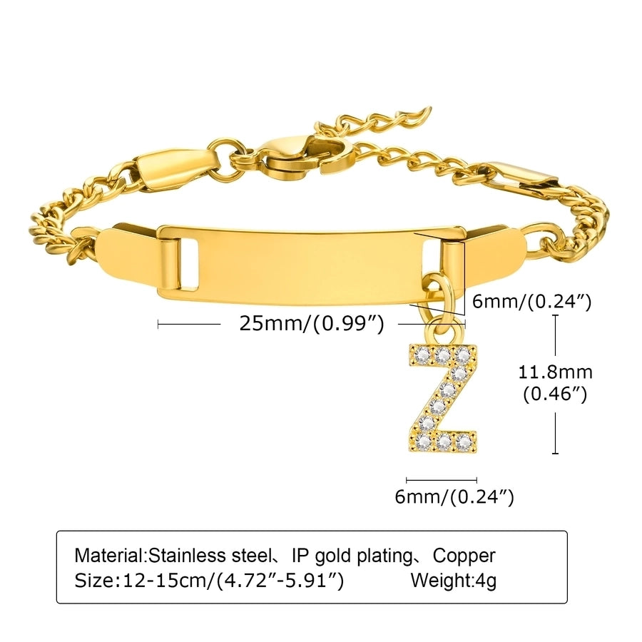 Initial Zircon Stainless Steel Bar Bracelet