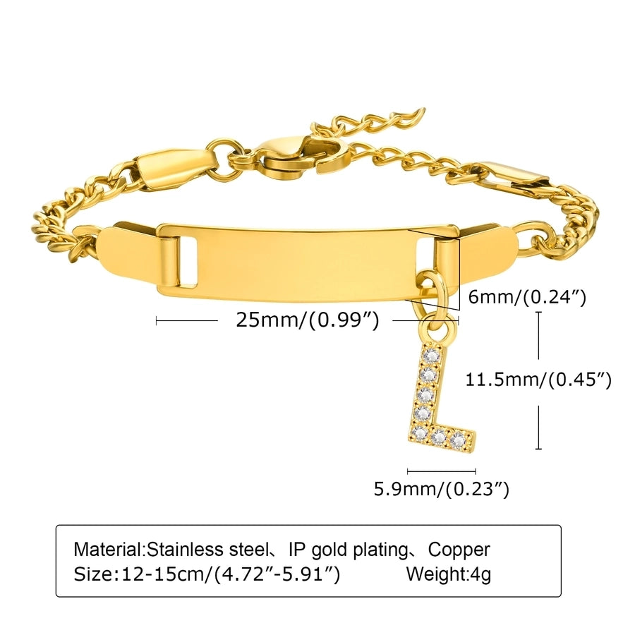 Initial Zircon Stainless Steel Bar Bracelet