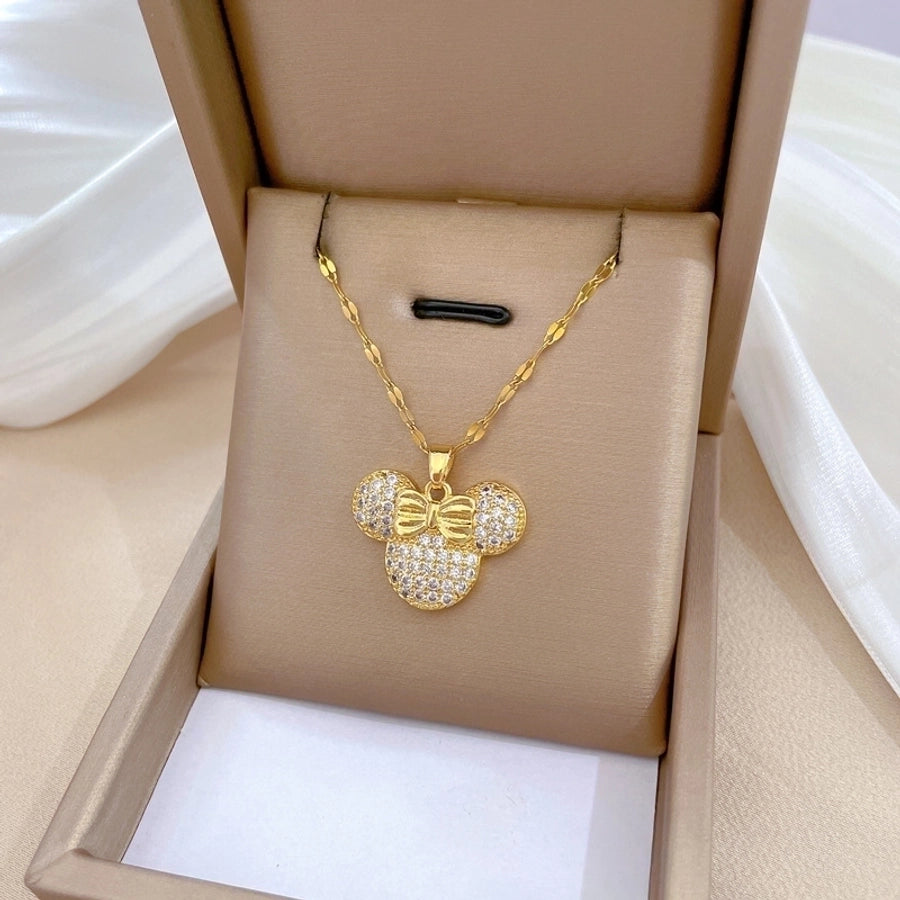 Girls Stainless Steel Copper Zircon Pendant Necklace
