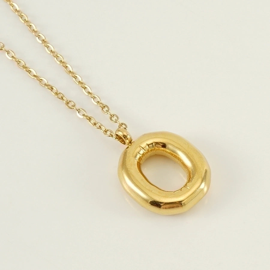 Level Up Letter Necklace Stainless Steel Titanium Steel 18K Gold Plated