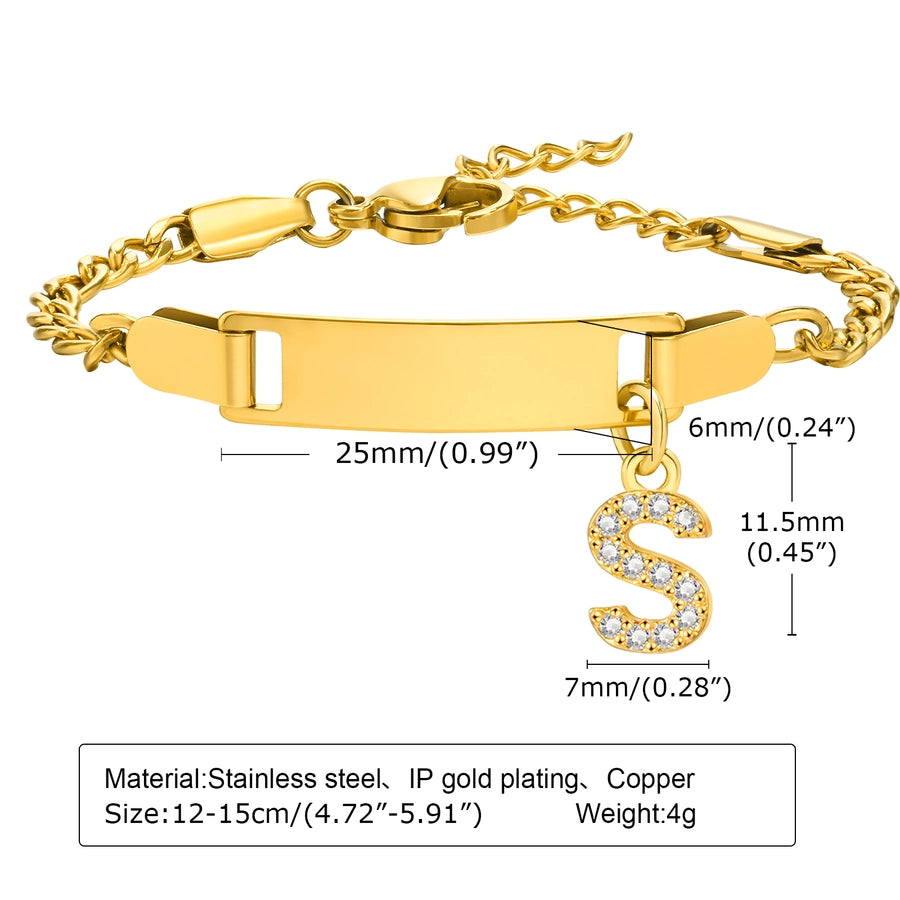Initial Zircon Stainless Steel Bar Bracelet