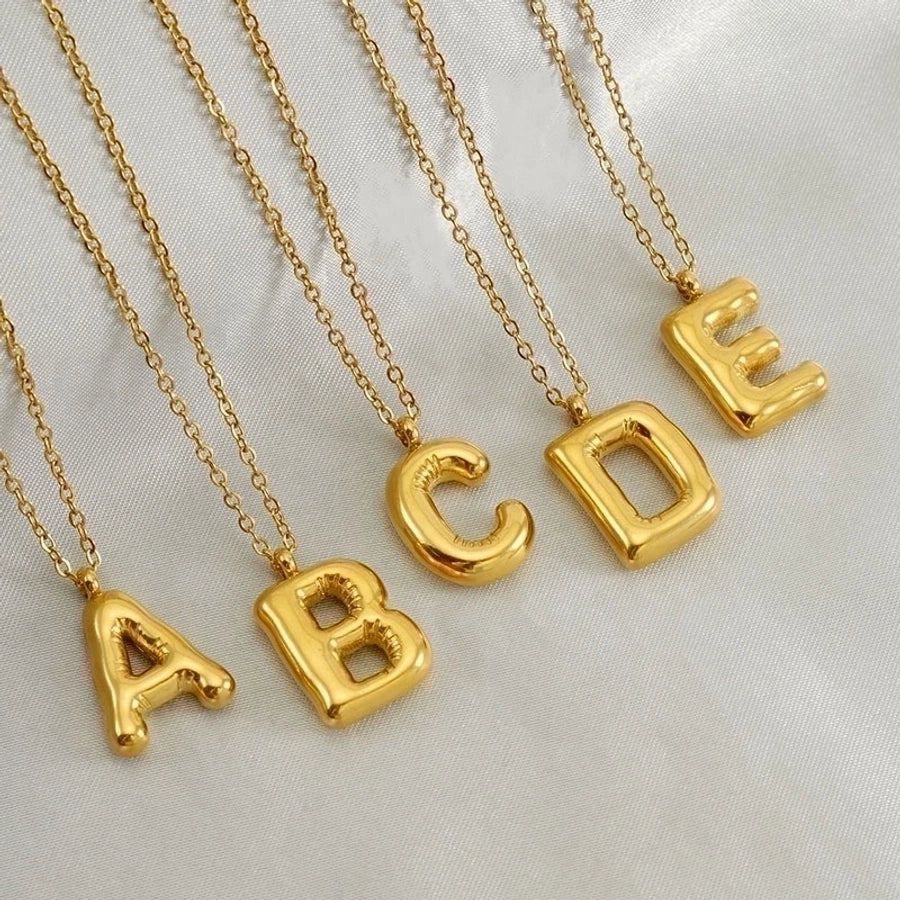 Level Up Letter Necklace Stainless Steel Titanium Steel 18K Gold Plated