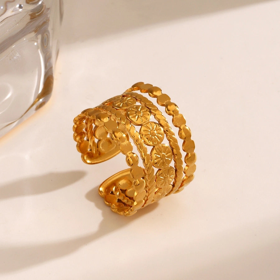 Cuff Stainless Steel 18K Gold Plated Ring