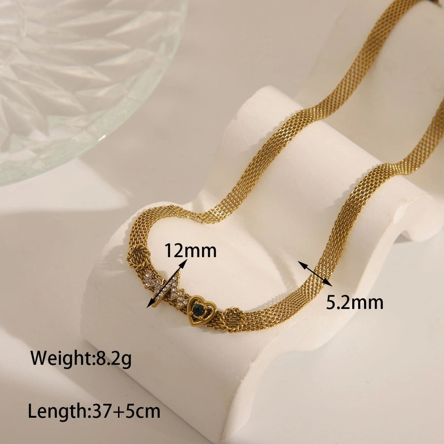 Living Lavish Stainless-Steel Zircon 18K Gold Plated Pendant Necklaces
