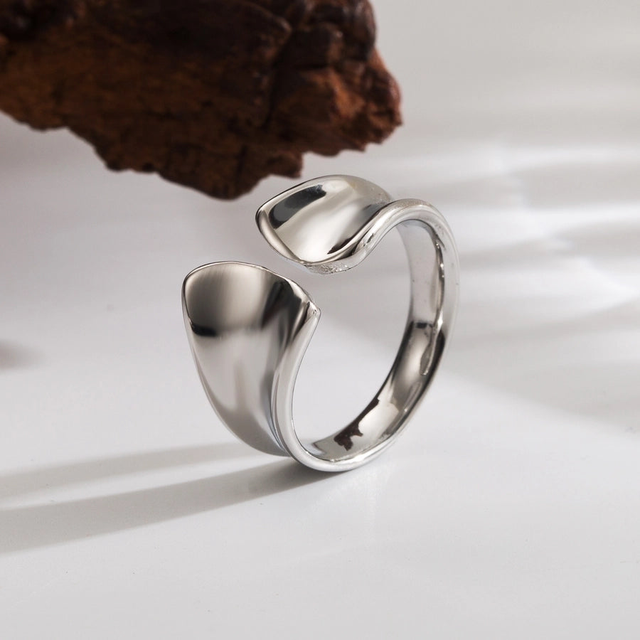 خواتم مفتوحة من الفولاذ المقاوم للصدأ مطلية بالذهب عيار 18 قيراط من مجموعة Solid Girl