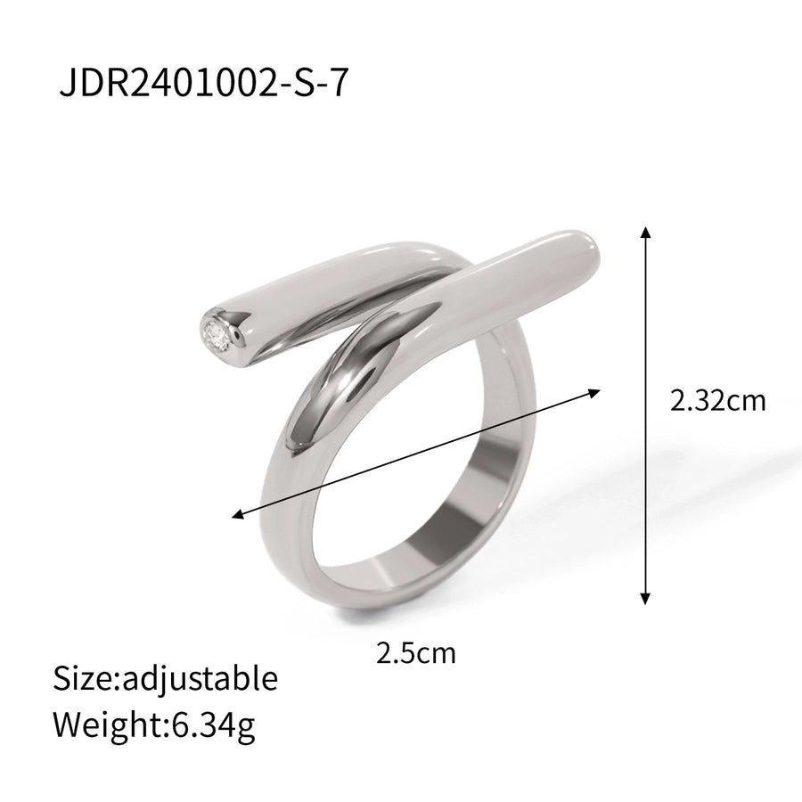 Opposite Bar Modern Style Stainless Steel 18K Gold Plated Ring