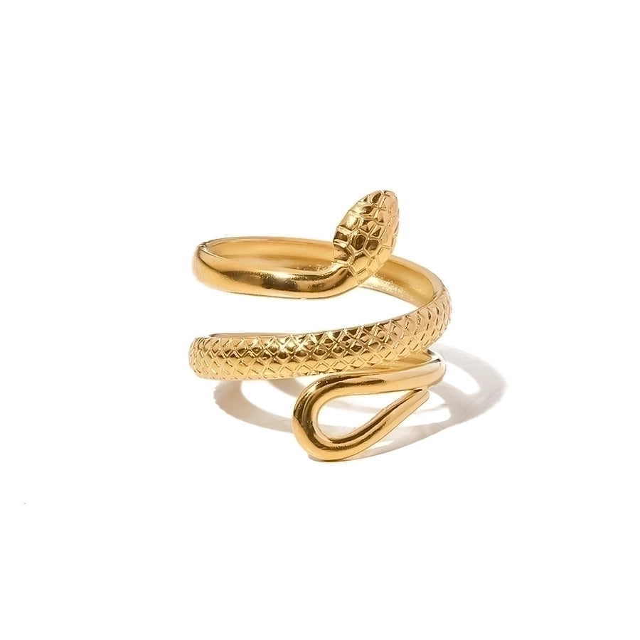 Wrap Snake 304 Stainless Steel 18K Gold Plated Open Ring