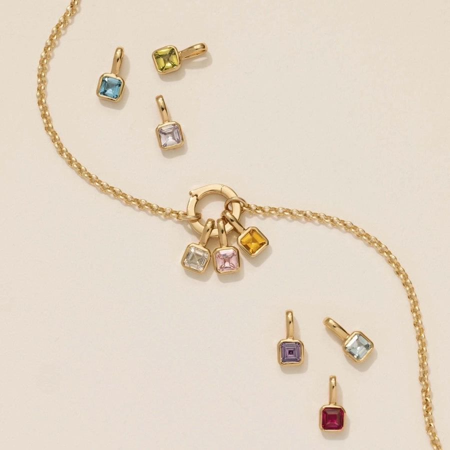 Key To My Heart Birthstone Stainless Steel Necklace