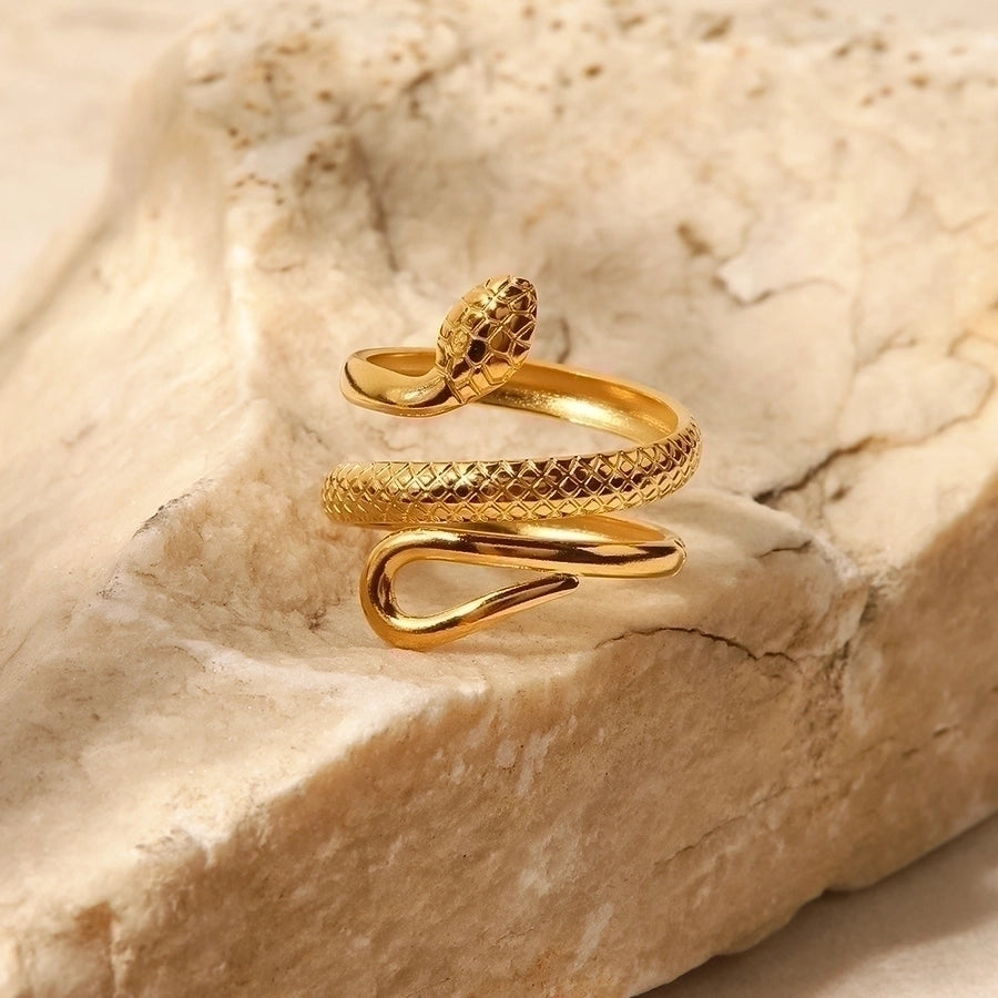 Wrap Snake 304 Stainless Steel 18K Gold Plated Open Ring