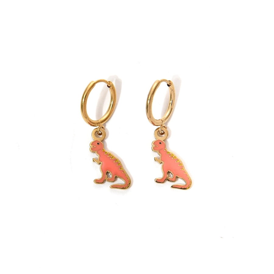 Girls Animal Drop Earrings Stainless Steel 14K Gold Plated