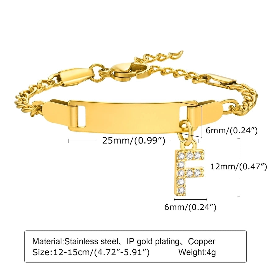 Initial Zircon Stainless Steel Bar Bracelet