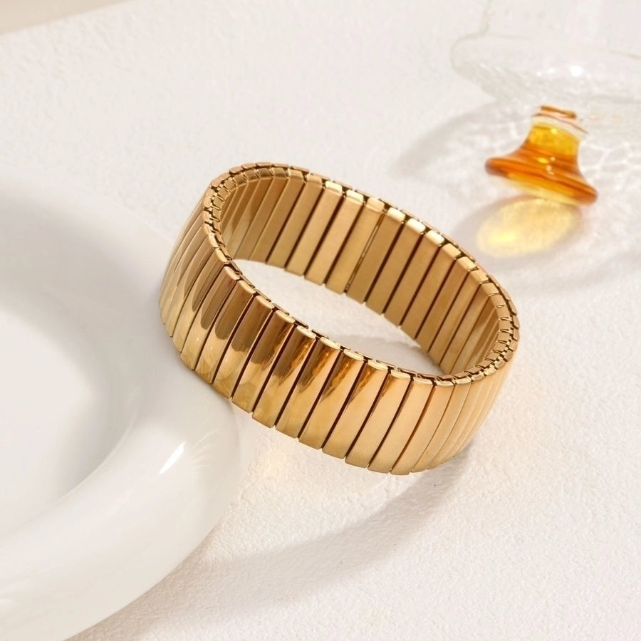 Stackable Stretch Bracelets Stainless Steel, 18K Gold Plated Zircon