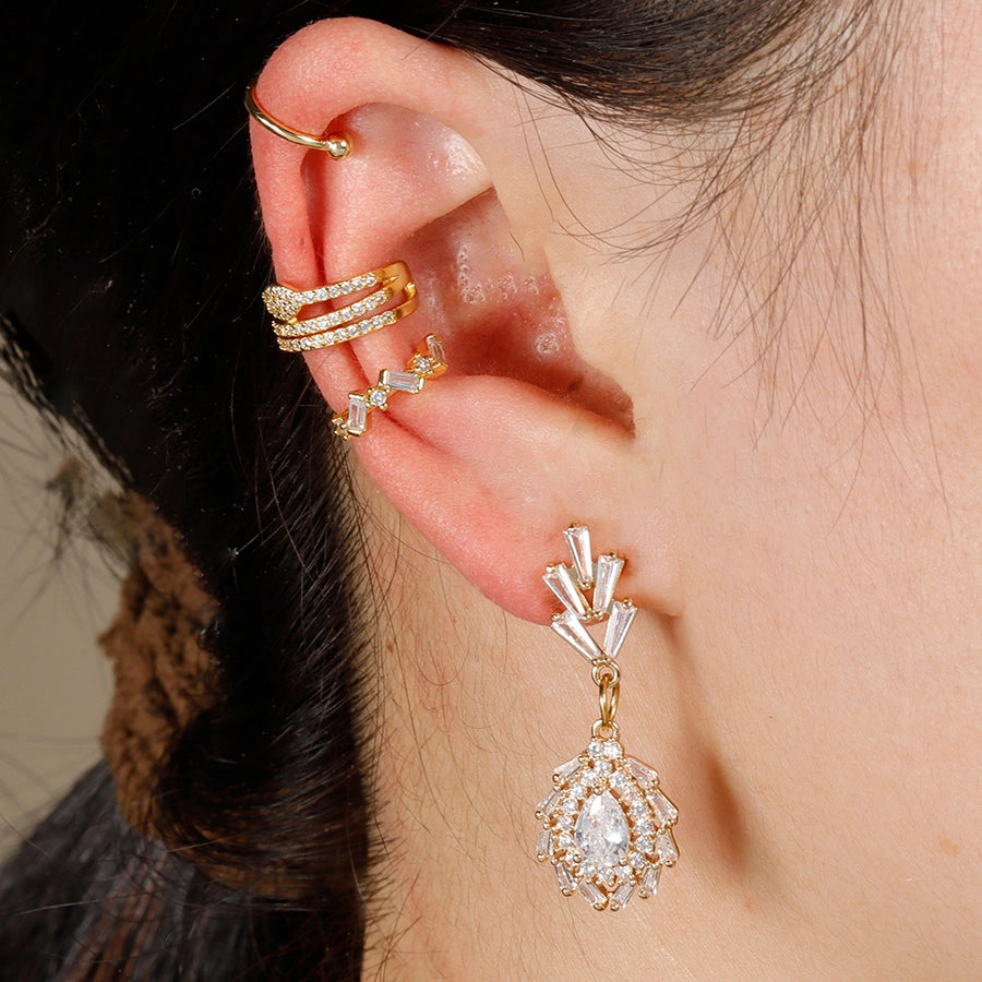 Diamond-Zircon Snake Ear Cuffs