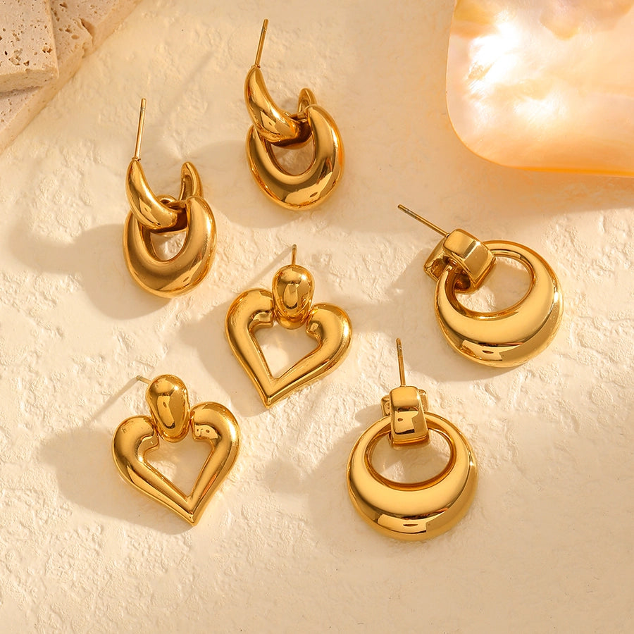 1 Pair Casual Style Geometric Shape, Stainless Steel 18K Gold Plated Earrings