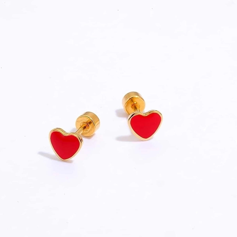 Heart Stainless Steel 18K Gold Plated Studs