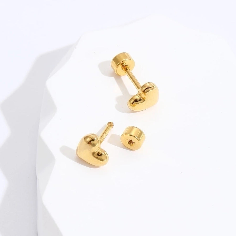 Heart Stainless Steel 18K Gold Plated Studs