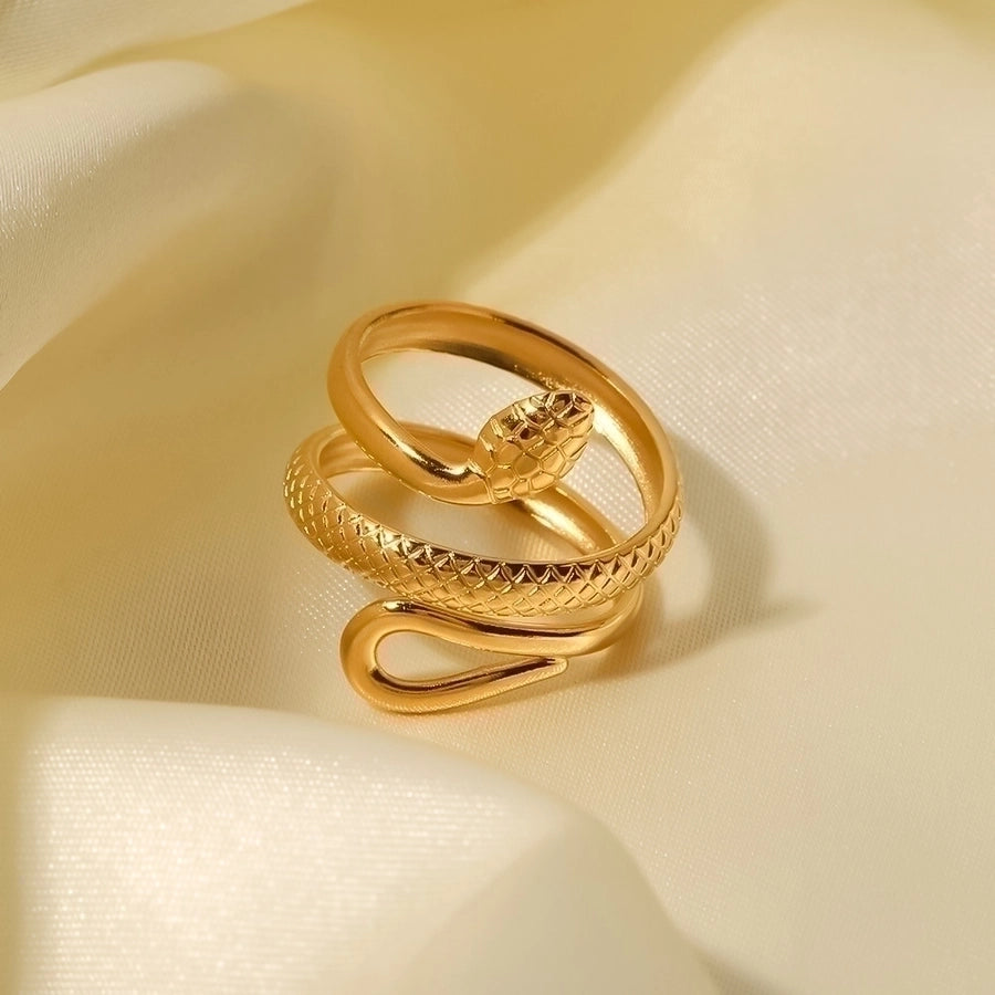 Wrap Snake 304 Stainless Steel 18K Gold Plated Open Ring