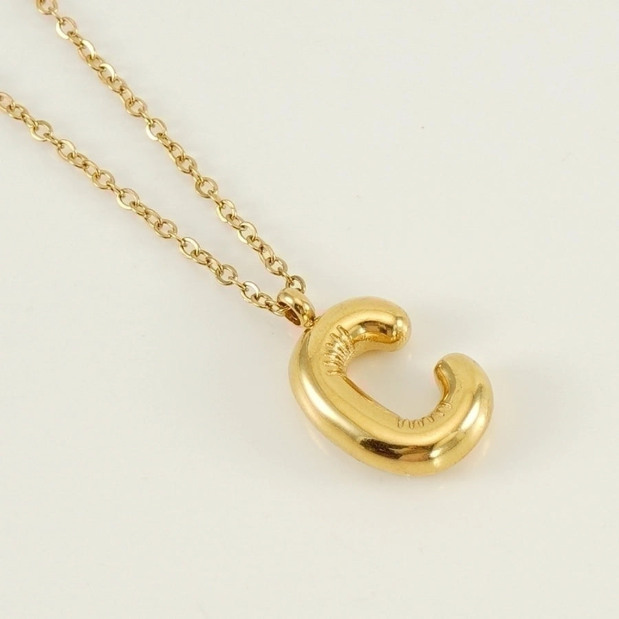 Level Up Letter Necklace Stainless Steel Titanium Steel 18K Gold Plated