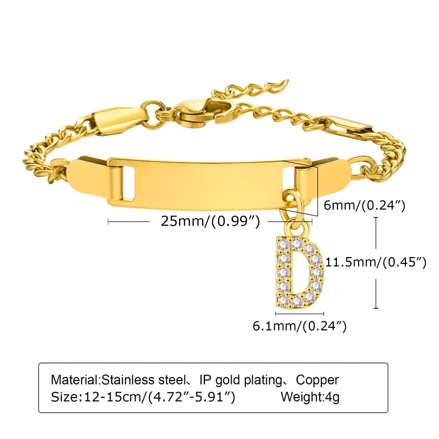 Initial Zircon Stainless Steel Bar Bracelet