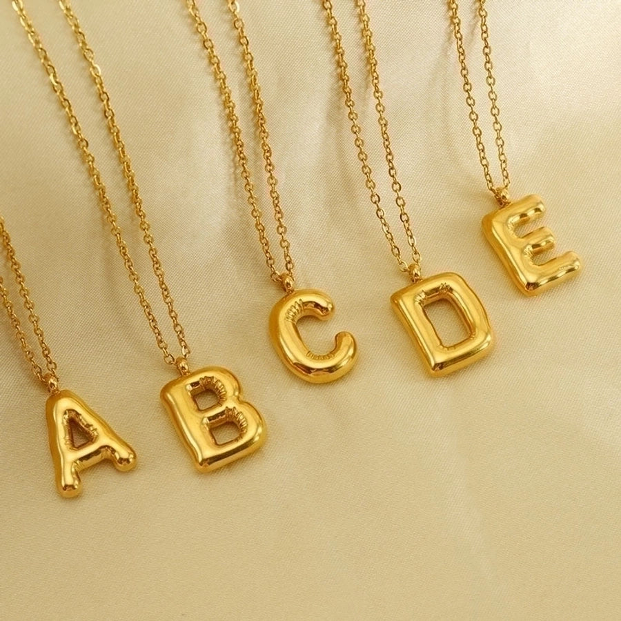 Level Up Letter Necklace Stainless Steel Titanium Steel 18K Gold Plated