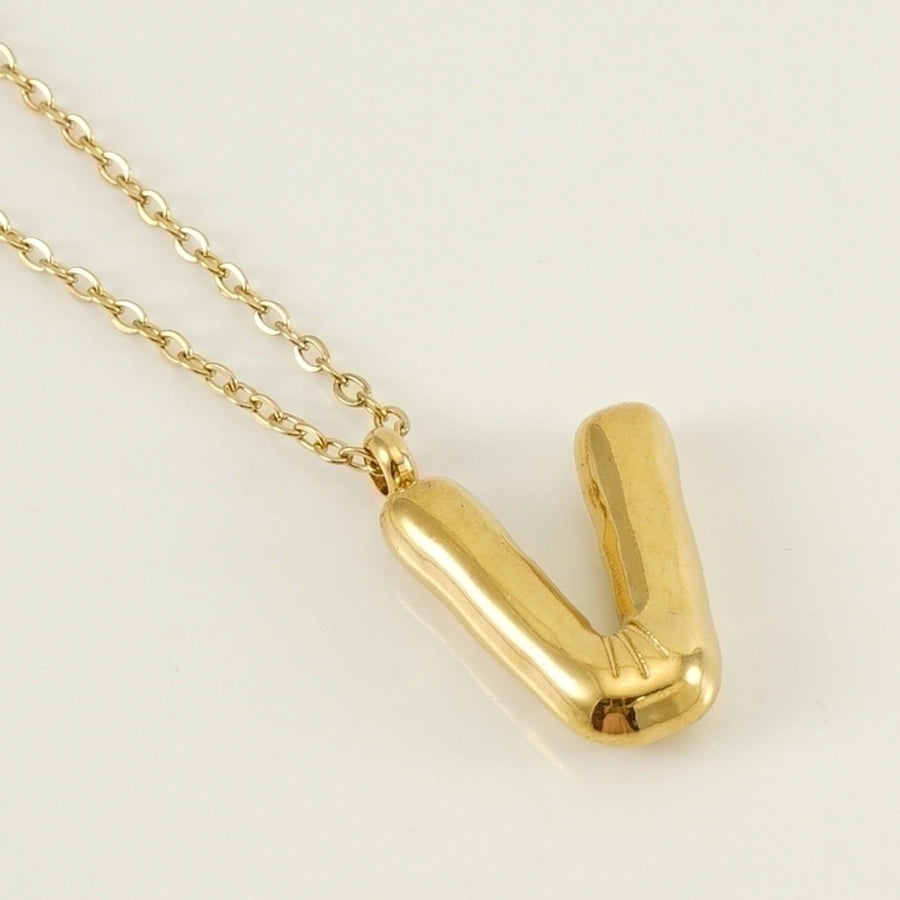 Level Up Letter Necklace Stainless Steel Titanium Steel 18K Gold Plated